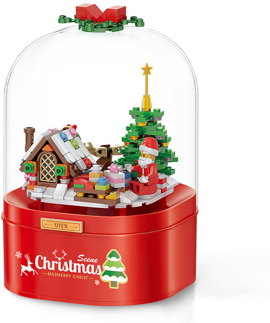 스타일럭 크리스마스 모델하우스 블록놀이 작동 회전 트리 블럭 호환 블록, 눈내리는 트리 블록박스, 1개