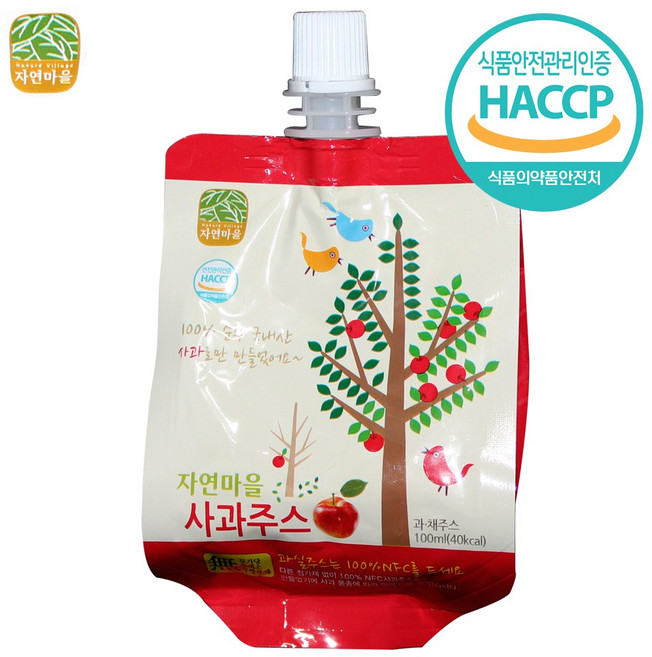 자연마을 착즙 사과주스, 100ml, 30개