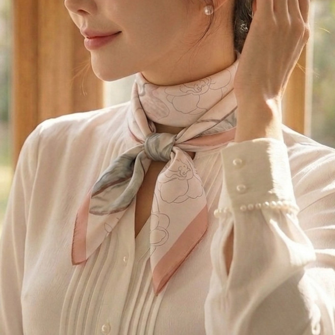 너그레 쁘띠 실크 스카프 고급 1P