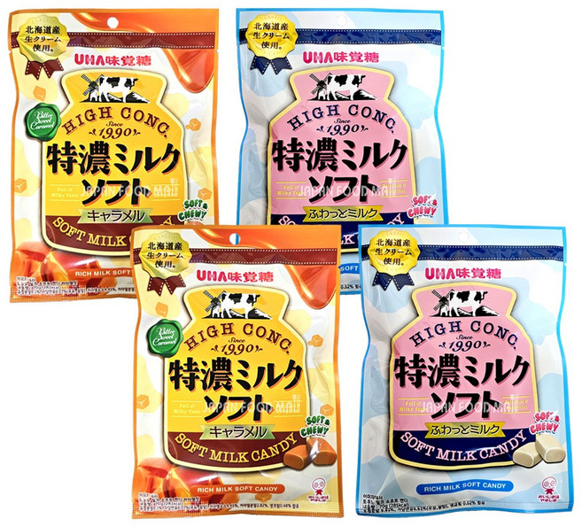 UHA 미카구토 토쿠노 밀크 소프트 캔디 파우치 (밀크맛+밀크카라멜맛 각2개씩)