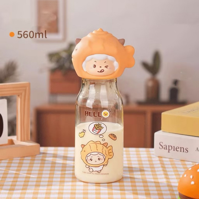 [신상 ]밀크카 프리티 양과 울프 왕 래지 양 물병 가벼운 워터보틀, 1개, 560ml