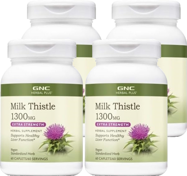 GNC 밀크 씨슬 1300mg 엑스트라 스트렝스 캐플렛, 60정, 4개
