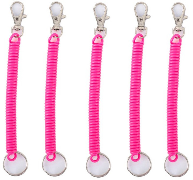 다용도 도난 분실 방지 휴대폰 가방 안전 고리 스프링 스트랩 줄, 5개, 핫핑크