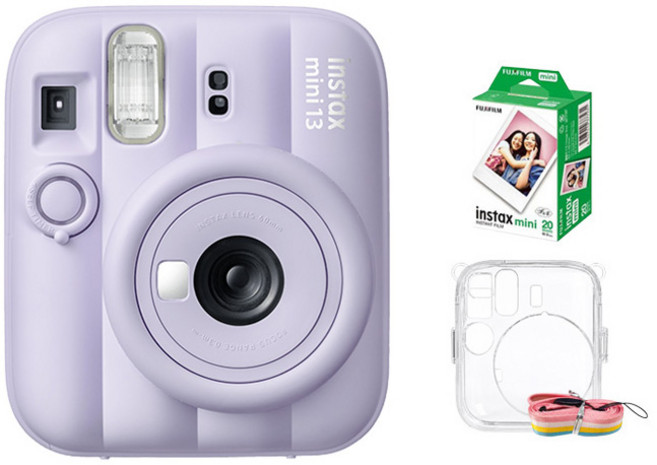 Fujifilm Instax Mini 13 拍立得相機 輕便禮盒組, 1套, 紫色+20張底片+透明保護殼