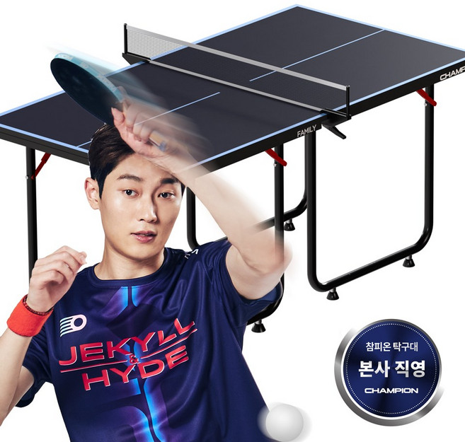 엑시옴 패밀리 테이블 미들 탁구대, 1개, 네이비 + 스카이블루