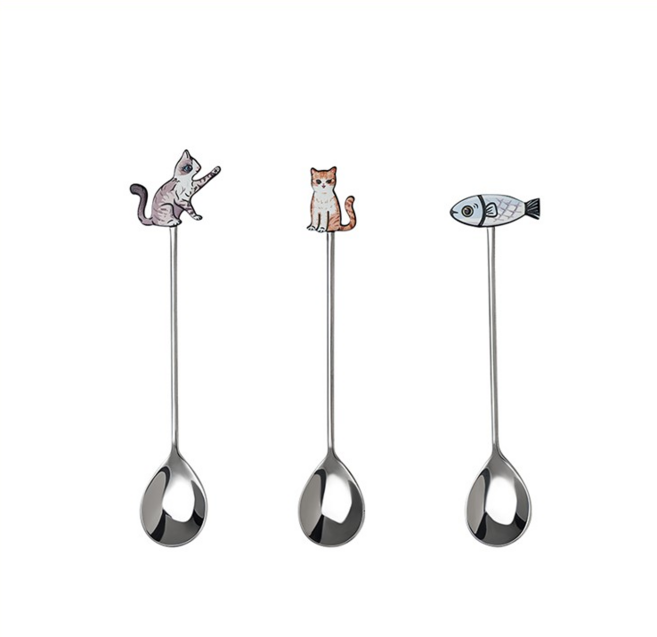 보라 고양이 티스푼 3P 세트, 3개