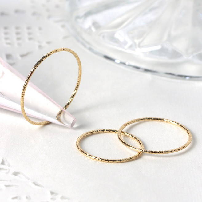 14K 옐로우골드 조각컷팅 레이어드 열송이 가드링 반지