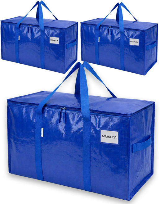 마마조아 오래쓰는 이사가방 이불가방 옷정리 수납함, 3개, 블루