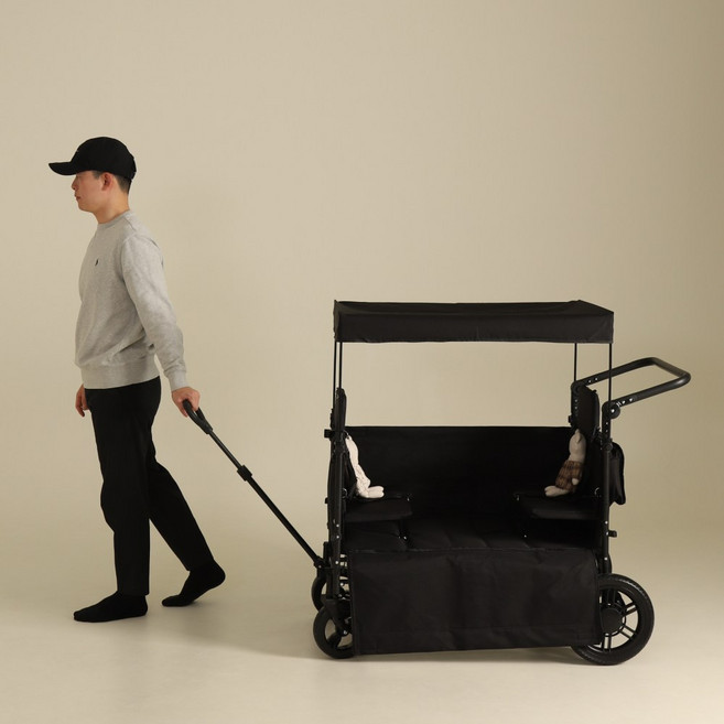 베베온트립 접이식 유아 웨건 옆면개방 벤치형, 무광블랙