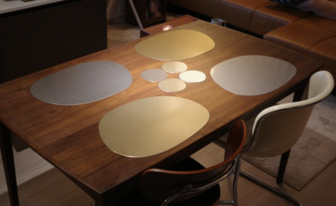 헤리터 수 테이블 매트 4인용 실버 골, 골드L4개