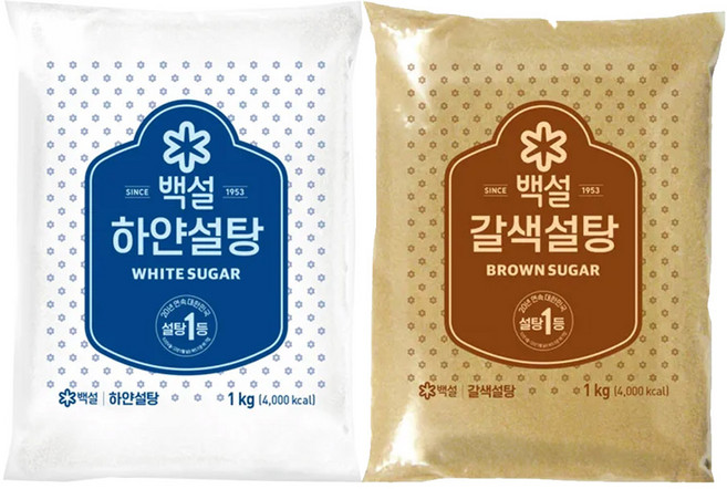 CJ 백설 하얀설탕 1kg + 갈색설탕 1kg, 2kg, 1세트