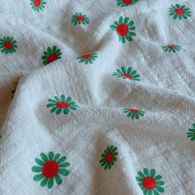 [ 브리뮤컴퍼니 자체원단 ] 들꽃(그린) 이중거즈 원단 옷만들기 가방만들기 블랭킷 무릎담요, 들꽃 (그린), 1개