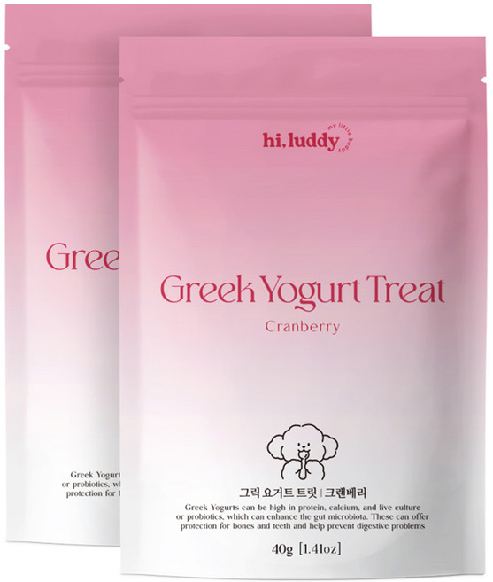 하이루디 강아지 그릭요거트 동결건조 국내산 유산균 간식, 40g, 2개, 크랜베리