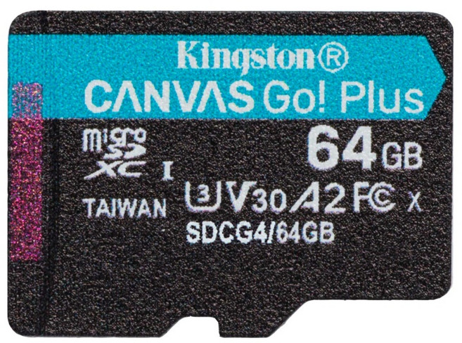 Kingston 金士頓 Canvas Go! Plus 64G SDCG4 記憶卡 microSD U3 高速記憶卡 TF卡, 1個, 64GB