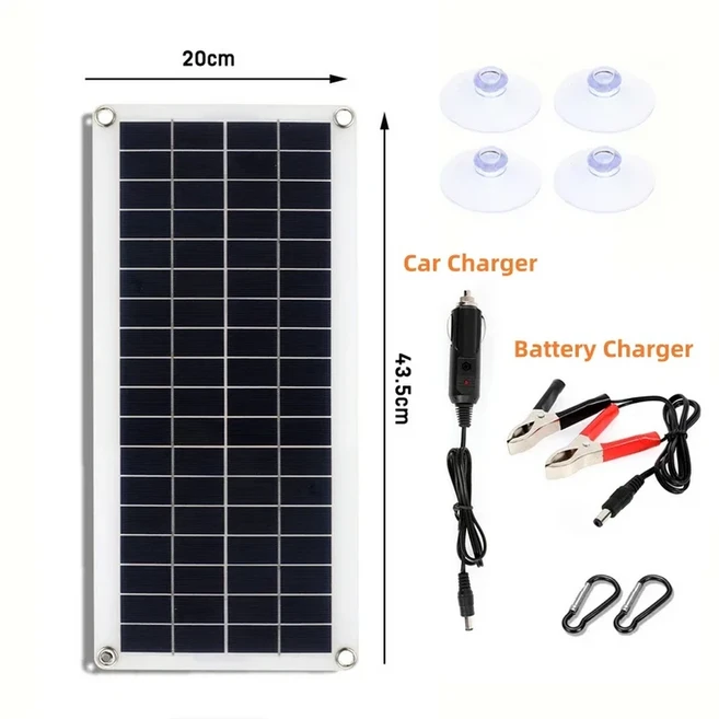 50W 태양 전지 패널 12V 단결정 USB 휴대용 야외 자동차 선박 캠핑 하이킹 여행 충전기, 02 only Solar Panel, 01 CHINA