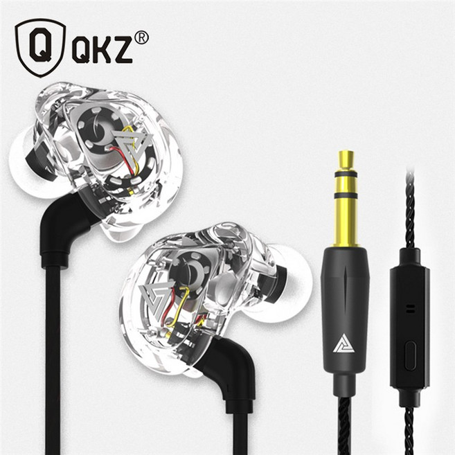 QKZ VK1 동축 4요소 HIFI 인이어 헤드폰, 검정 마이크가 있다