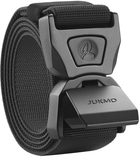 JUKMO 퀵 릴리즈 전술 벨트 군사 작업 3.8cm(1.5인치) 나일론 웹 골프 벨트 튼튼한 안전벨트 버클 포함 블랙.