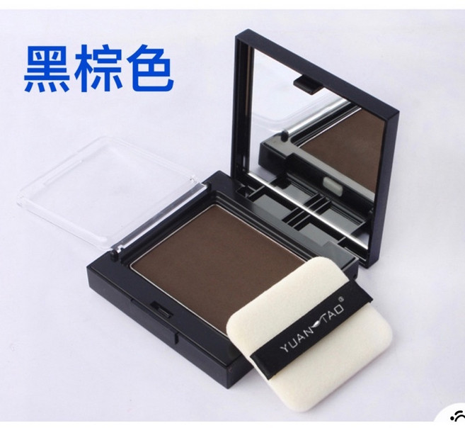 YUANTAO 染髮粉餅 輕鬆遮蓋白髮 不易掉色 多種髮色適用, 黑棕色,染髮粉餅, 1個