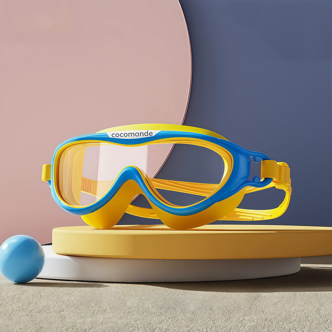 코코몽드 KC인증 프리미엄 와이드 어린이 물안경, 1개, 옐로우