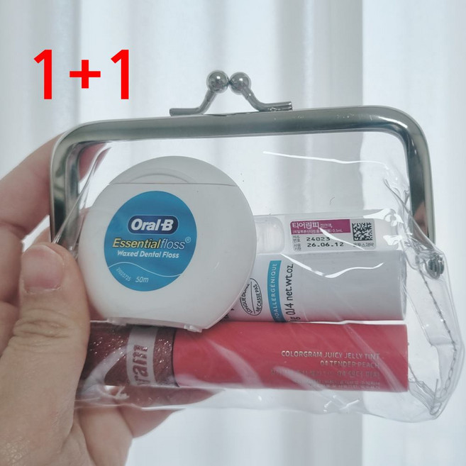 1+1 최화정 투명지갑 파우치 똑딱이 화장품 립스틱 보관