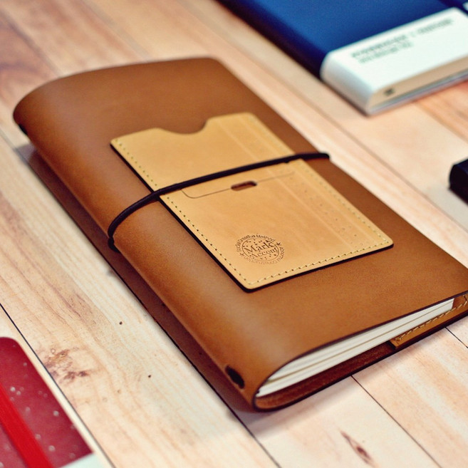 천연 가죽 트래블러스 노트 (아웃포켓 & 펜홀더)