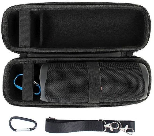 JBL 플립7/6/5/4 Flip7/6/5/4 호환 스피커 하드쉘 케이스 휴대용 보관 가방+어깨끈+카라비너, 1개