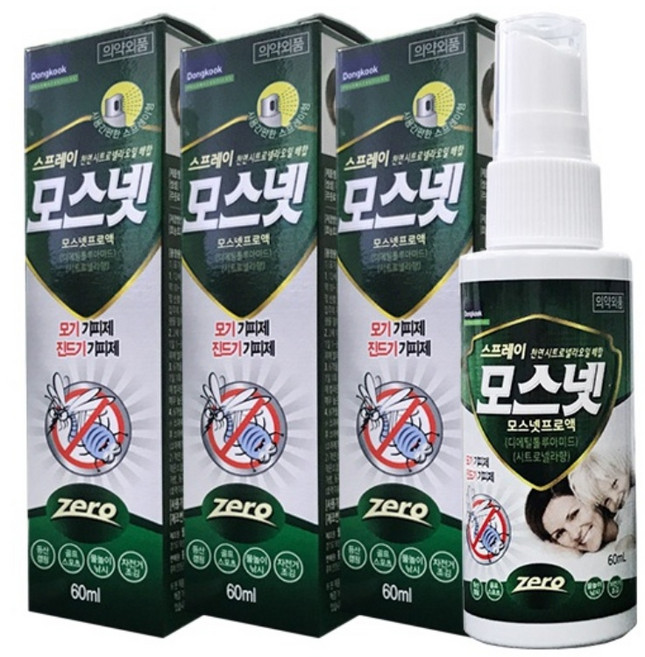 동국제약 모기 기피제 진드기 기피제 모스넷스프레이 60mL, 3개, 1개입