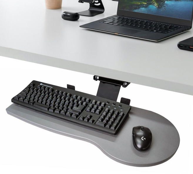 키보드거치대 회전식 일체형 슬라이딩 키보드받침대, 메탈, 1개