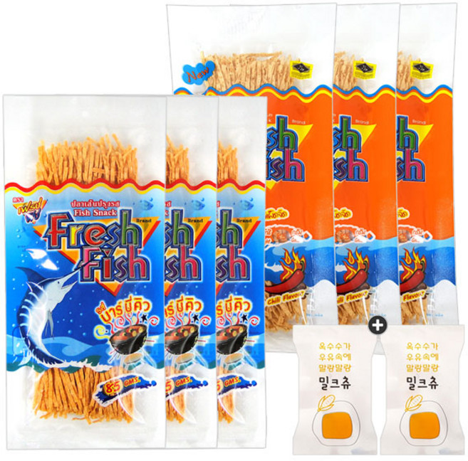 피쉬스낵 85g 오리지날 3봉+매콤한맛 3봉(밀크츄 2개포함), 1세트