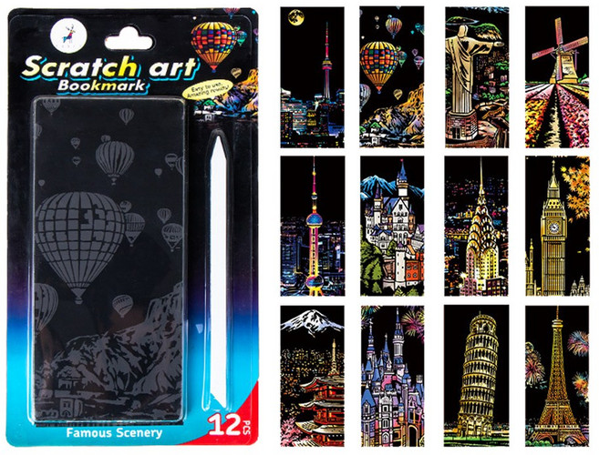 살림살림 티켓형 스크레치북 힐링취미 펜포함 12매 구성, 서양 건축물 12매, 1개