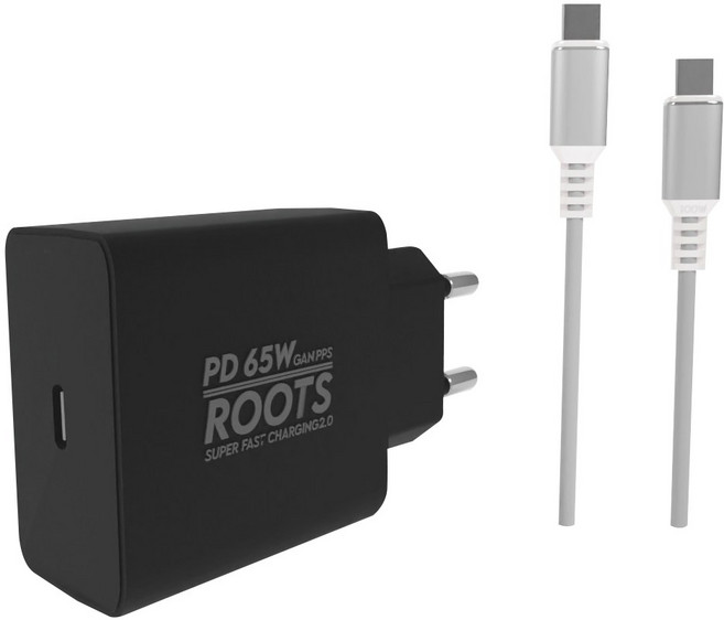 루츠 65W Gan PD PPS C타입 국내생산 초고속 충전기 + C to C 100W 5A E Marker 1.5M 케이블포함, 블랙, 1개