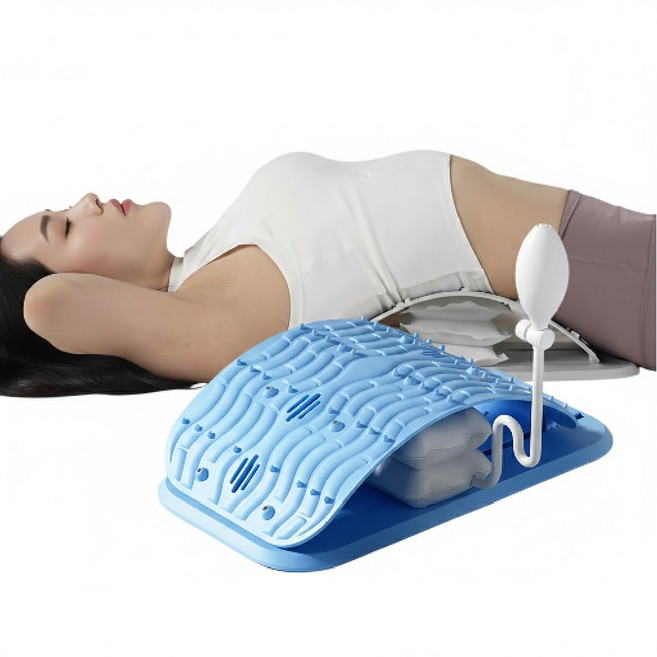 허리업 닥터 요추 이완기 허리 스트레칭 기구 자기장 지압, 블루/그레이 랜덤