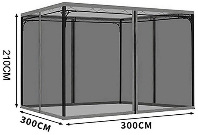 어닝모기장 야외 전망대 모기장 범용 캐노피 그물 스크린 4 도어 패널 측벽 커튼 지퍼 포함 정원 오, [01] 어닝모기장 L300xW300xH210cm, 1개
