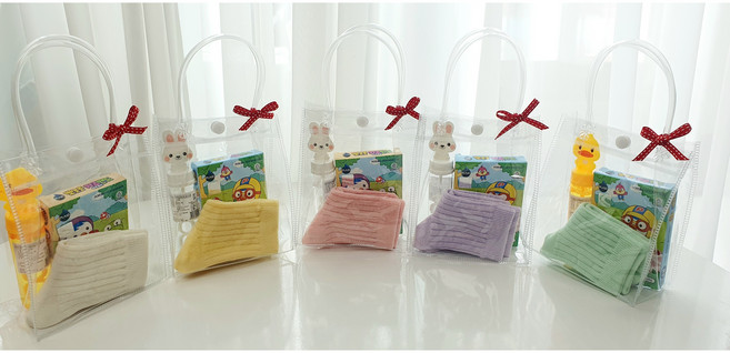 (당일출고)어린이날선물 구디백 답례품 양말5개+ 뽀로로밴드5개+ 미니 비눗방울5개+ 손잡이 투명백5개 총 5세트, 3 호