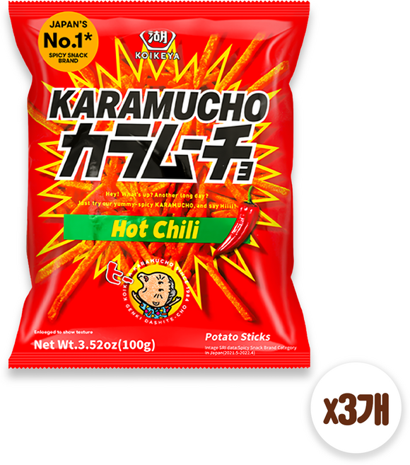 카라무쵸 핫칠리 감자스틱, 100g, 3개