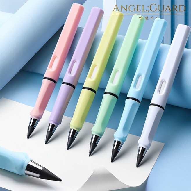 엔젤가드 무한연필 3개세트 깎지않는 무제한 연필심 지우개 내장, 민트 3개