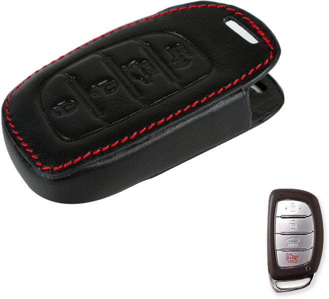 바이어블 현대 4버튼 천연 소가죽 스마트키 케이스 VA-L09, 블랙_VA-L09