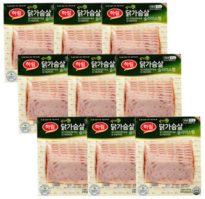하림 밥싸먹는 닭가슴살 슬라이스햄 43g 고단백 국산육 저온숙성 다이어터 건강 헬스 식단, 9개