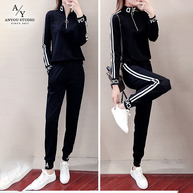 ANYOU 여성 봄가을 후드티 세트 편안하고 스타일리시한 디자인 데일리 운동복 세트 다양한 활동에 적합한 트렌디한 스포츠웨어