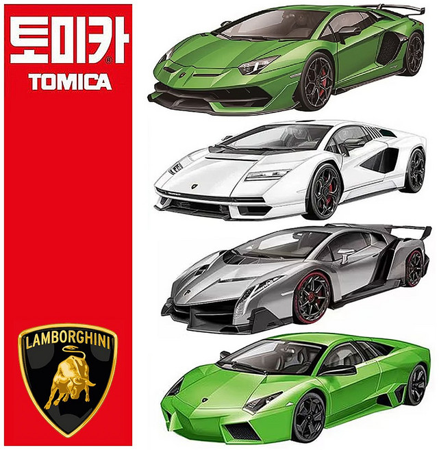 토미카 람보르기니 4종 세트 아벤타도르 카운타크 베네노 레벤톤 다이캐스트 미니카, 1개