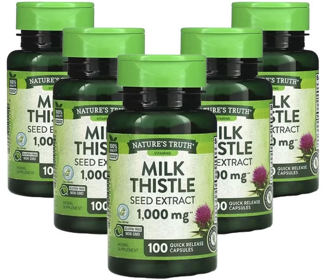 네춰스 트르스 밀크시슬씨 추출물 1 000mg 100 퀵 릴리스 캡슐, 5팩, 100정 - 쿠팡