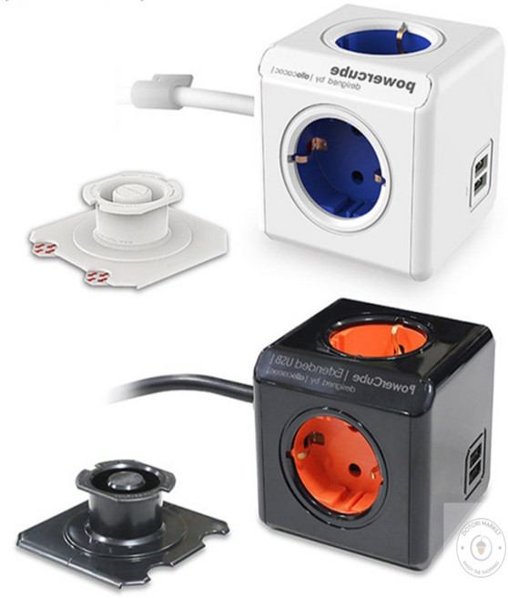 도토리마켓 큐브 멀티탭 1.5M 블랙 레드