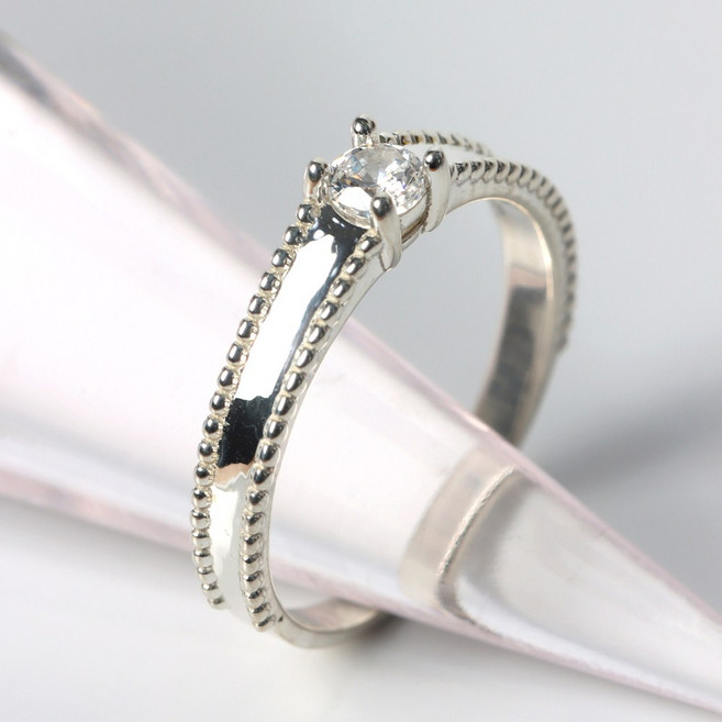 오로프 고퀄리티 순은 S925 엠버 큐빅 포인트 심플 가드링 실버 데일리 볼드 커플 반지 5호~23호 (S7983R)