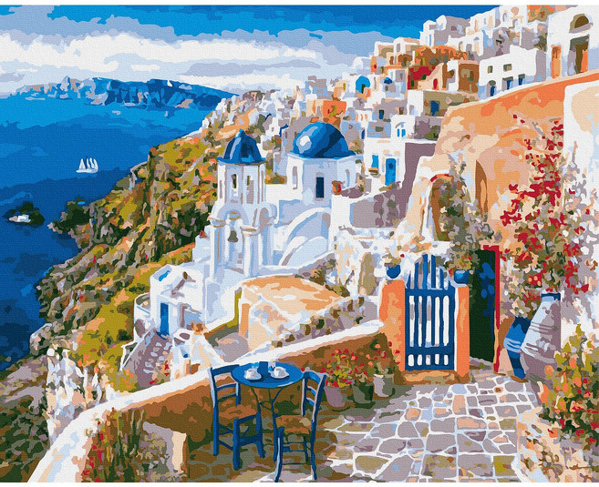 대형 명화 그리기 DIY 60X75cm 유화 캔버스 세트 거실 인테리어 그림 150종, H.풍경, H044.산토리니의추억, 1개, H044.산토리니의추억