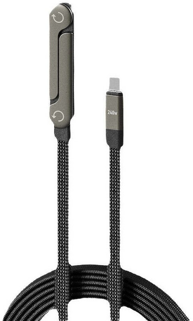 240W 360° 旋轉支架快充線 Type-C to C 1.5m 黑色, 1個