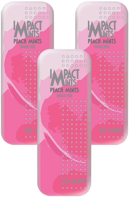 임팩트 민트 캔디 슬림 복숭아 독일 무설탕 금연 사탕, 3개, 9g