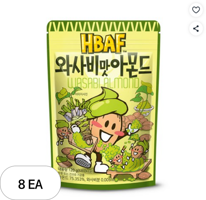 바프 와사비맛 아몬드, 120g, 8개