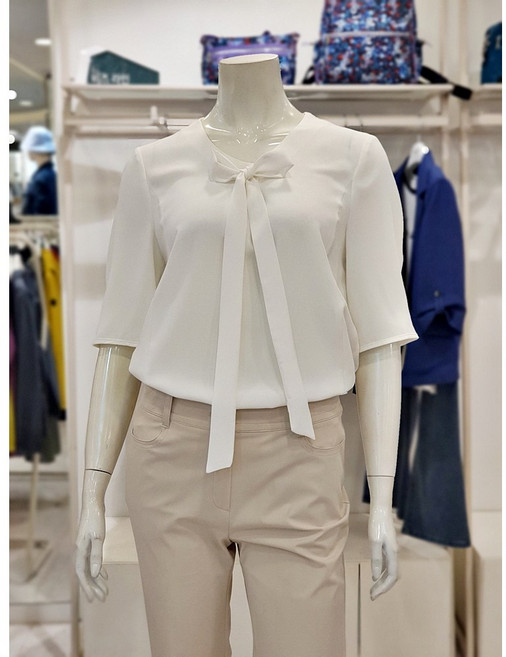 크로커다일레이디 타이 5부 블라우스 CLEMBL101