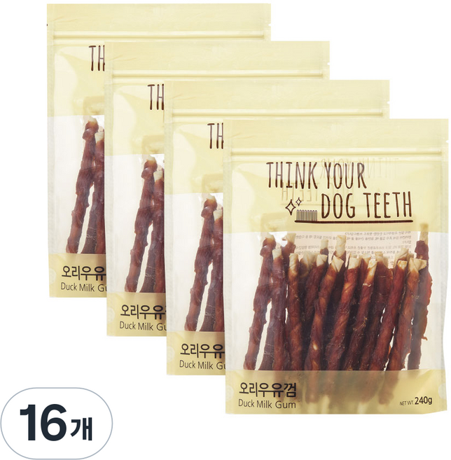 띵크유어도그티 강아지 딩고껌 스틱형 24P, 오리, 240g, 16개