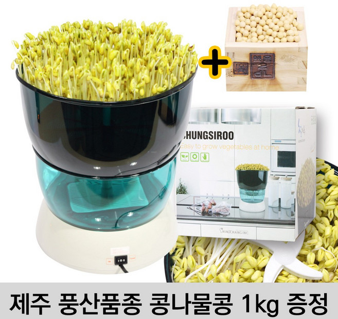 청시루 콩나물재배기 일반형국내용 콩나물콩1kg증정 국산 자동 새싹재배기, 1개